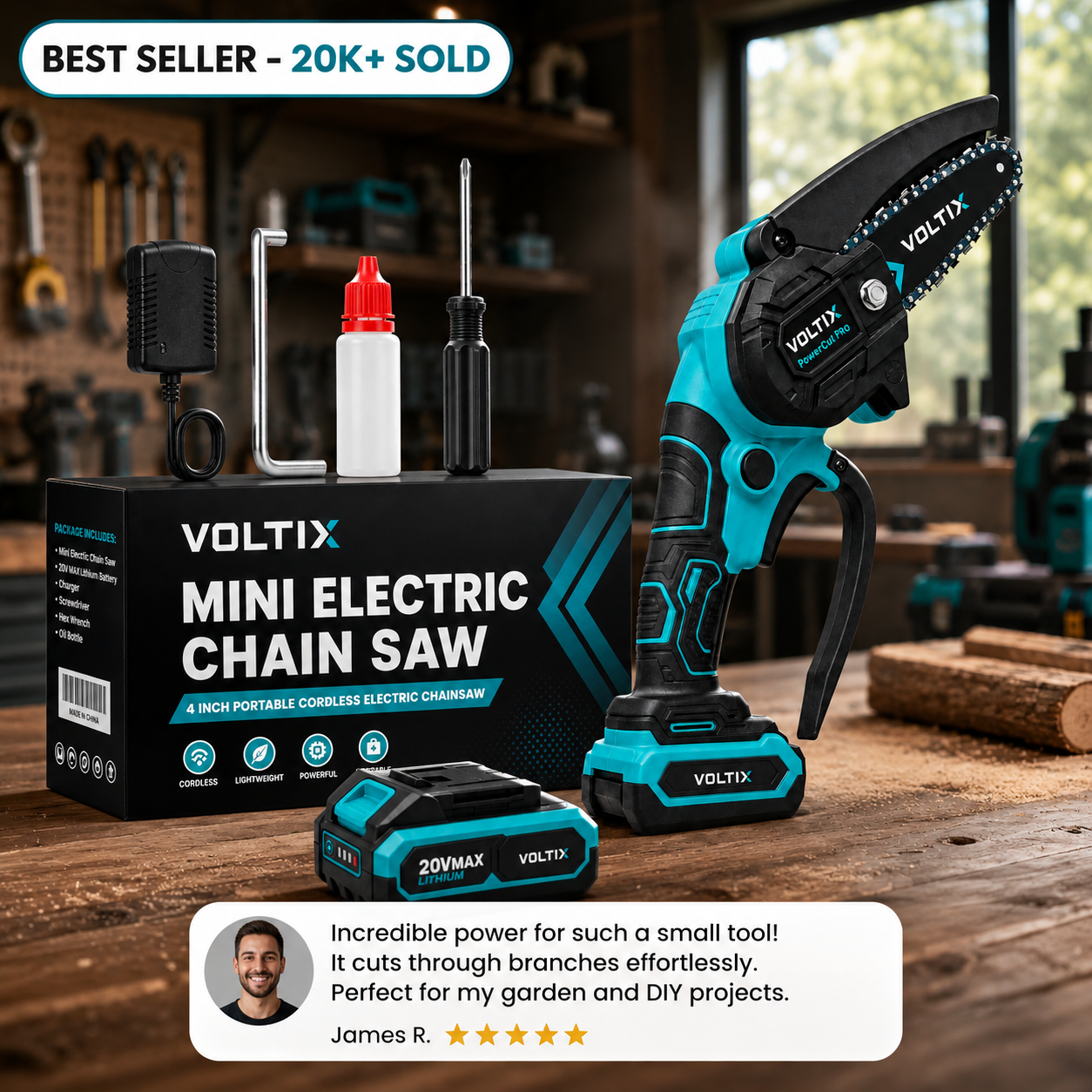 Voltix Pro™ — Cordless Mini Chainsaw