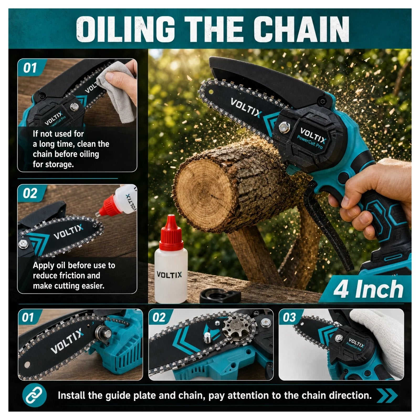 Oiling the chain — VOLTIX maintenance guide