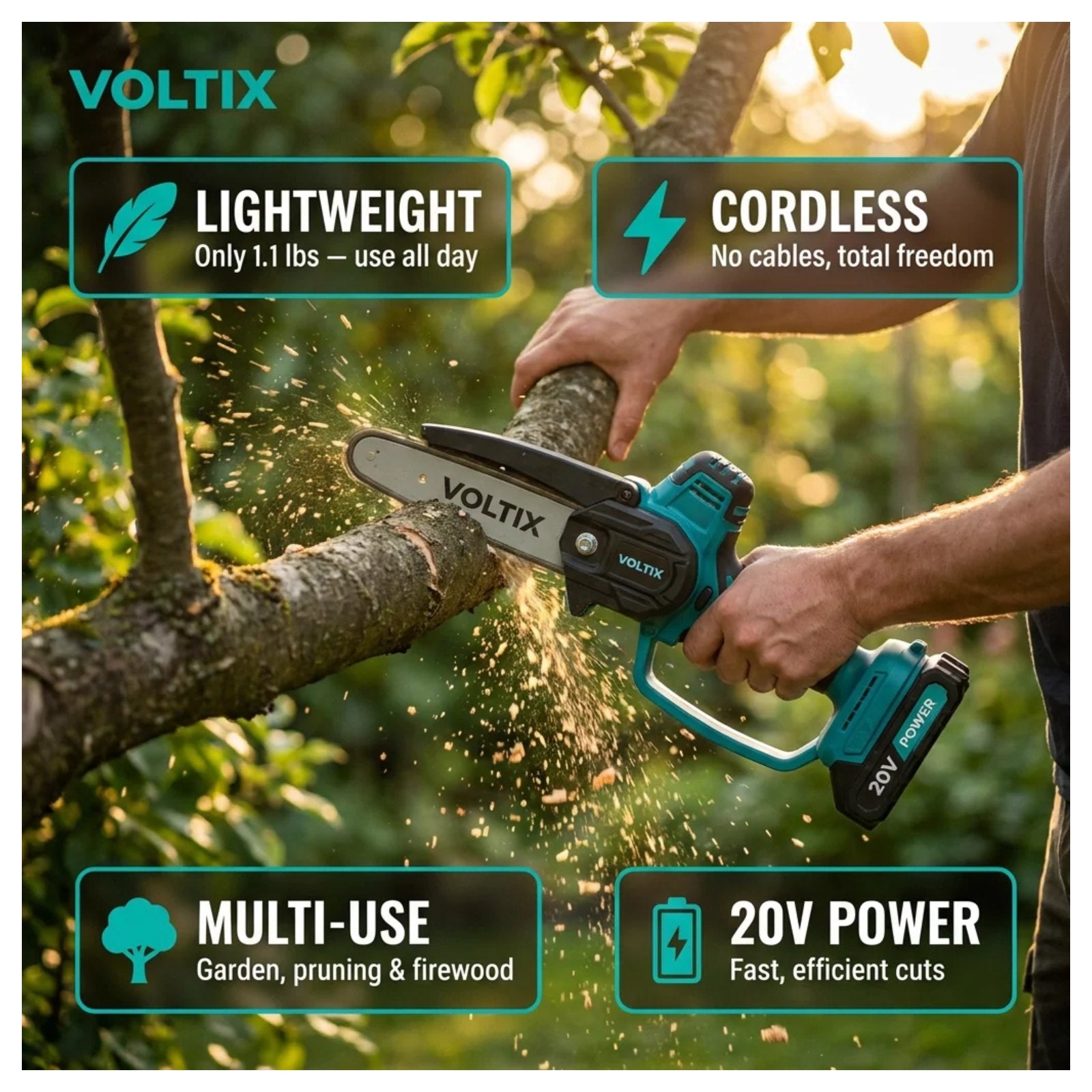 VOLTIX benefits — lightweight one-hand operation